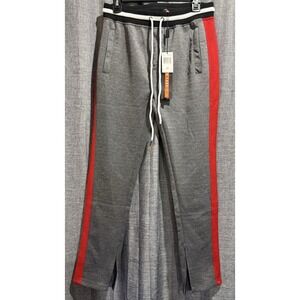 Screenshot Track Gym Pants Mens Size Med. Gray Red Zip Ankle Joggers Pockets NWT